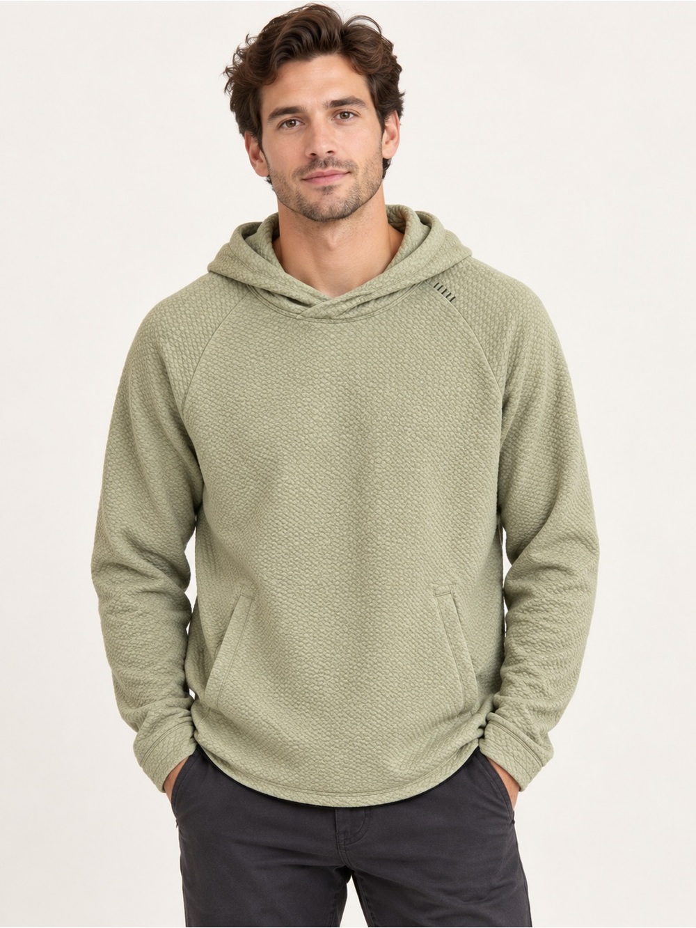Lululemon Men's Olive Green Hooded Pullover Sweatshirt